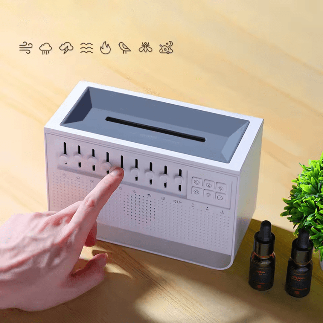 MistLume™ 3-in-1 witte ruis, luchtbevochtiger & nachtlampje